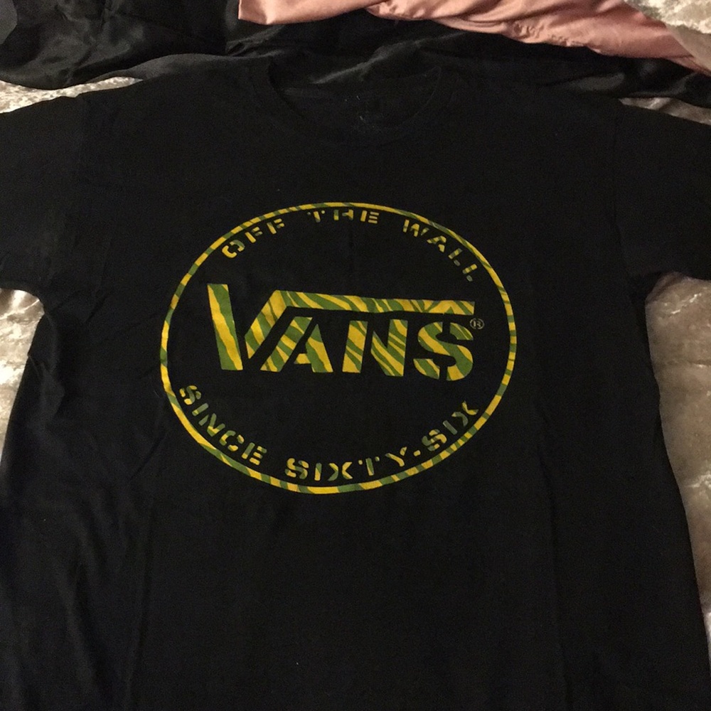 Vans yellow and green zebra print graphic tee